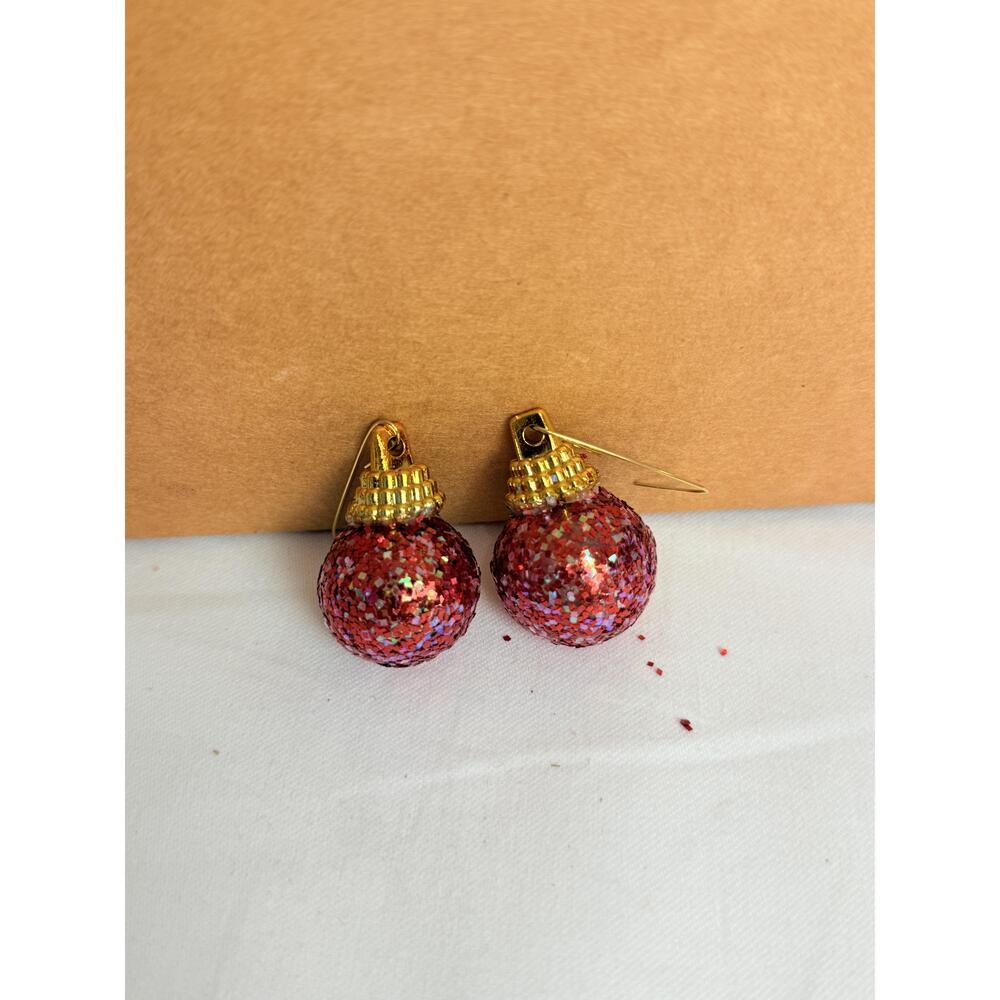 32 Mini Red Glitteran Gold Tone Hardware Ornaments